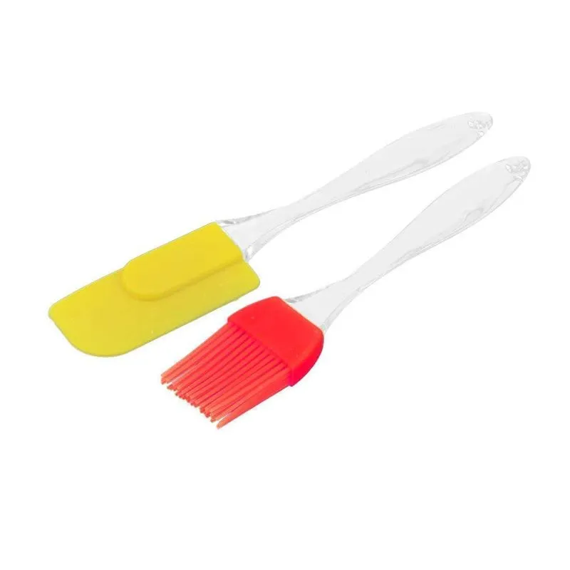 Silicone Non-Sticky Spatula and Oil Brush Reusable Kitchen Set for Cooking Multicolor (Set of 2)
