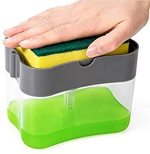Smarty 2 in 1 Soap Dispenser for Dishwasher Liquid Holder , Liquid Dispenser Through Pump ( Multi-Color , 400 ML) with Sponge