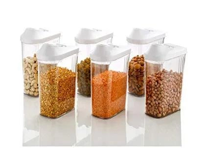 Easy Flow Plastic Kitchen Storage Jars & Container Set, Transparent